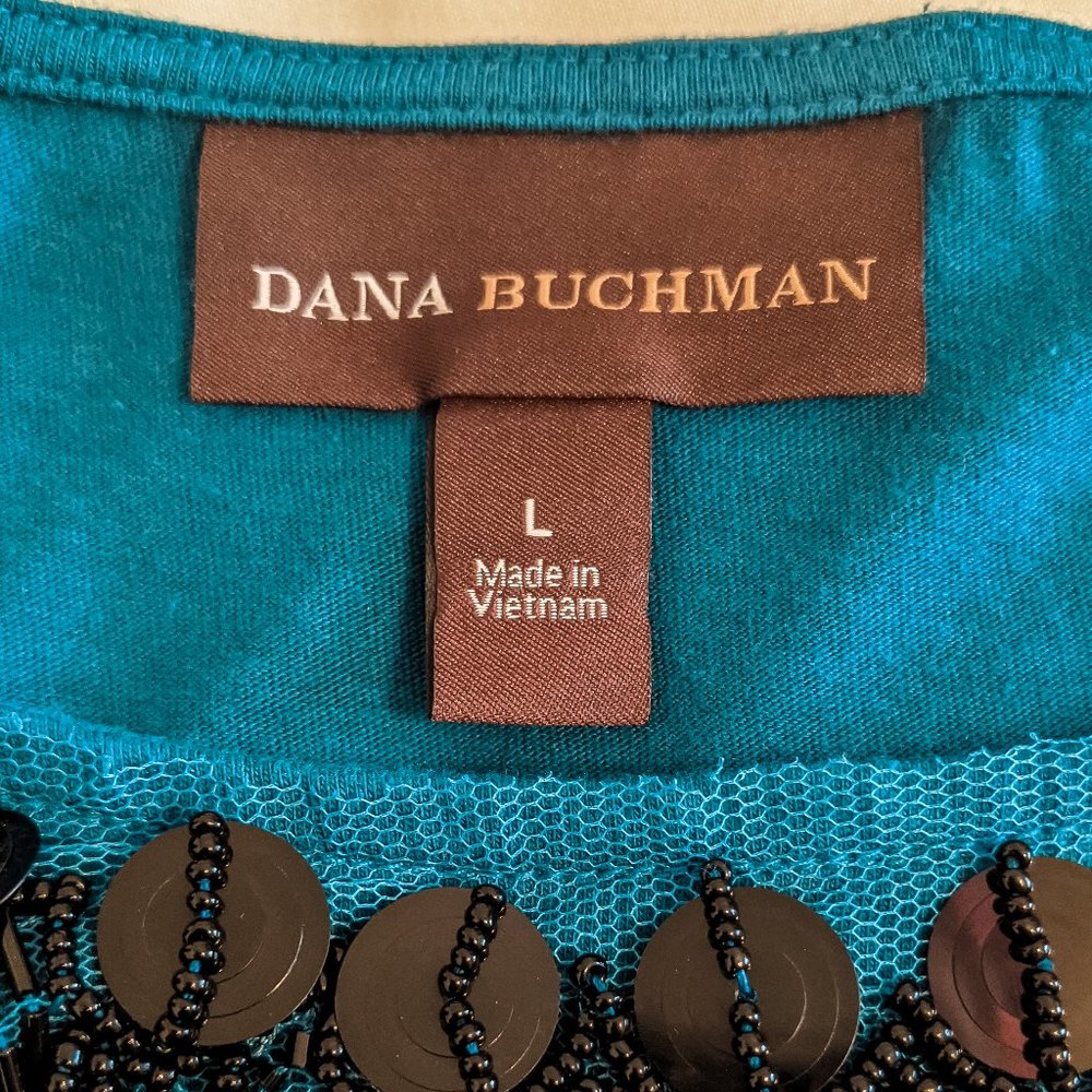 ~*Dana Buchman Teal Beaded Top - Size L*~ - Picture 8 of 10